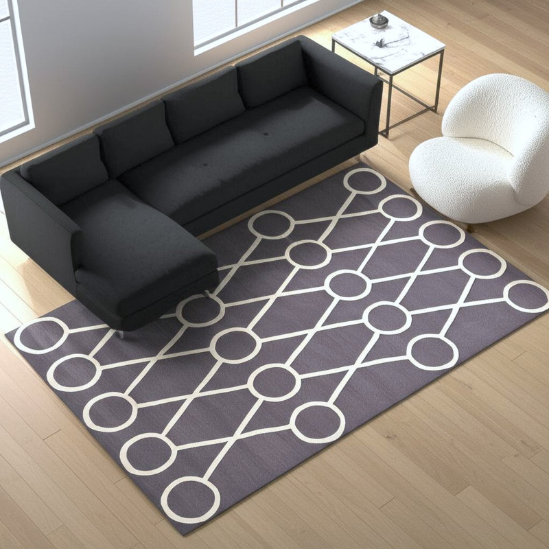 Tapis contemporain en laine touffeté à la main crème Stella, 5 pi x 7 pi 6 po