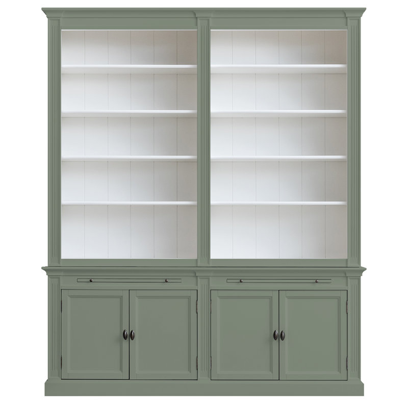Bowland 240cm H x 200cm W Library Bookcase, Olive Green