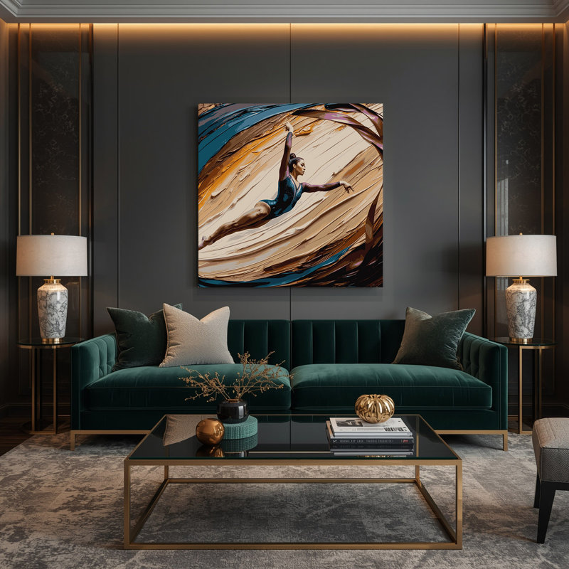 Art sportif sur toile brune, H 12 po x l 12 po