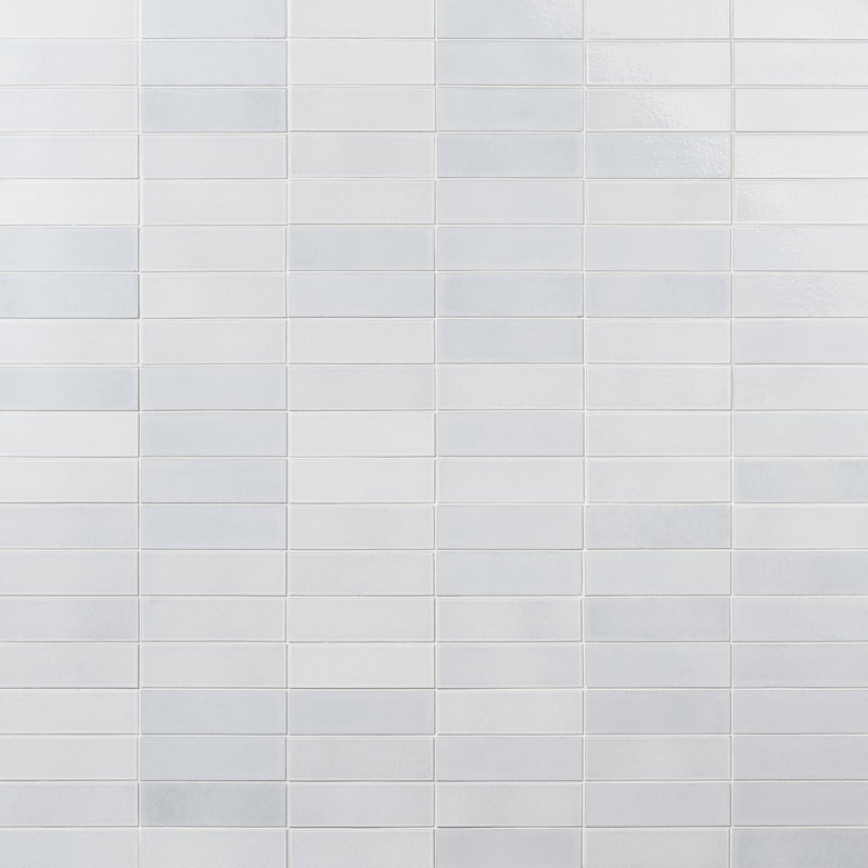 Groovy 2" x 8" Glossy Lava Stone Subway Wall Tile (3.88 Sq. Ft. / Case), Milk White
