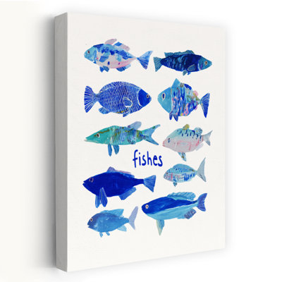 «Blue Ocean Fishes», art contemporain abstrait coloré, océan, nature