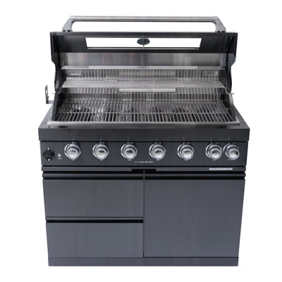 American Design Black Gas Grill, 96*45.5Cm Cooking Space, Rear Height - Adjustable Burner, Storage Drawers Cabinets
