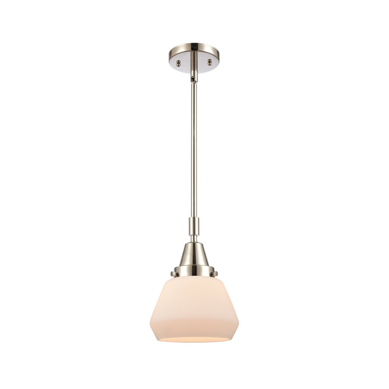 Luminaire suspendu conique à 1 lumière Cahn, Blanc mat, Ampoule non incluse, Nickel poli