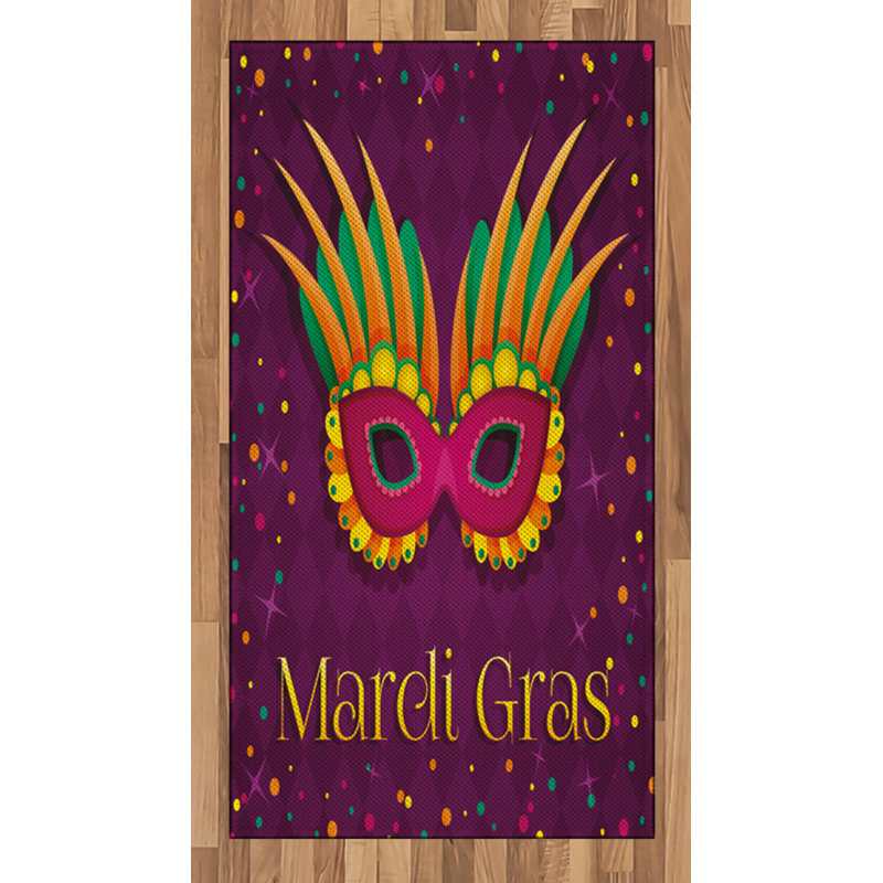 Mardi Gras High Density Long Fiber Poly Threads Decorative Area Rug Carpet, Rectangle 2'7" x 5'