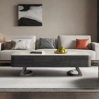 Modern minimalist granite slab coffee table