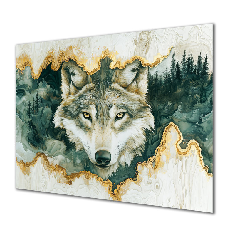 Loup dans la forêt hivernale, Ink River II - loup, art en métal, H 16 po x l 32 po