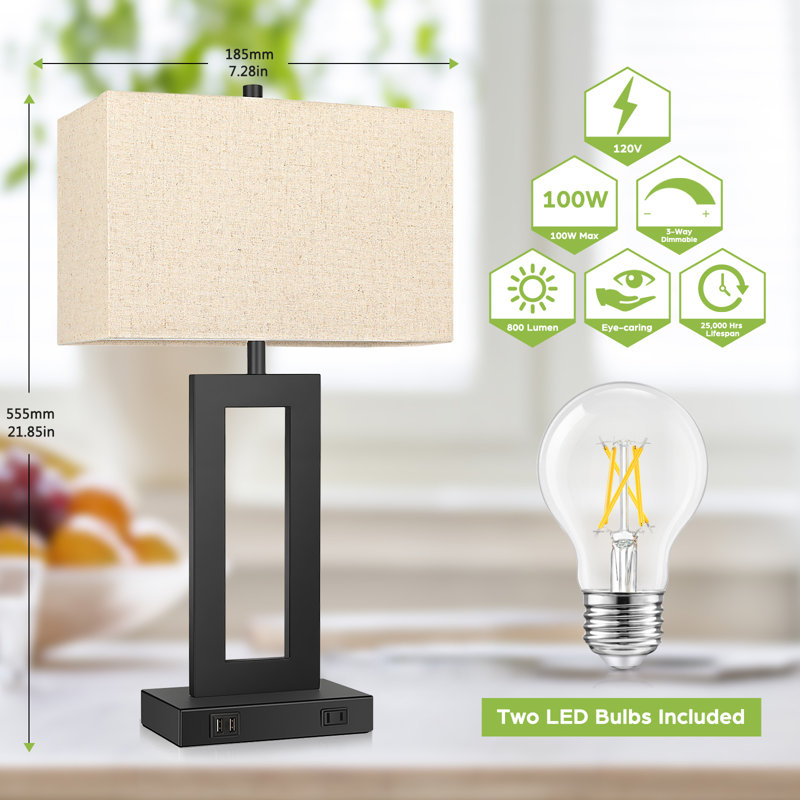 Lampe de table USB en métal Draiven, Beige