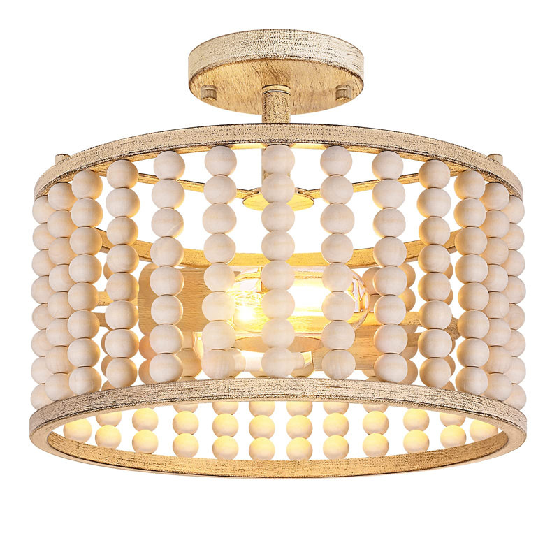 Claritha Wood Semi Flush Mount, Natural