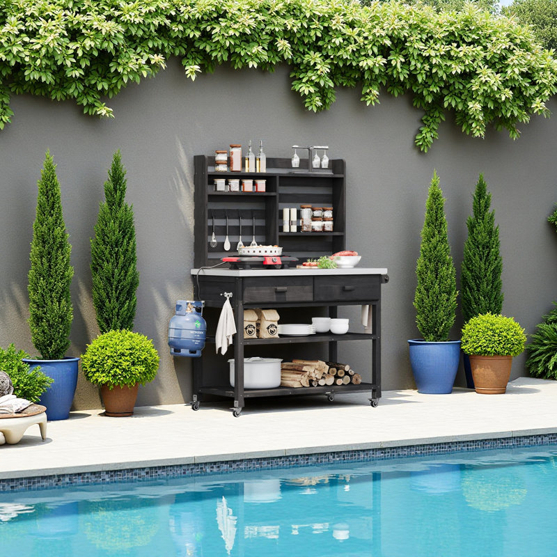 Table de jardin pour l'extérieur, Noir