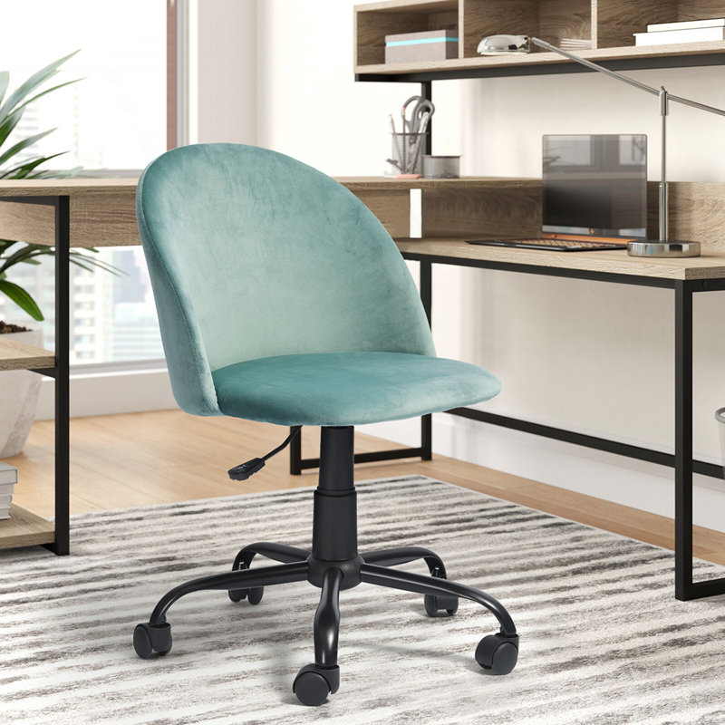 Zipcode Design Leontion Velvet Office Chair, Green