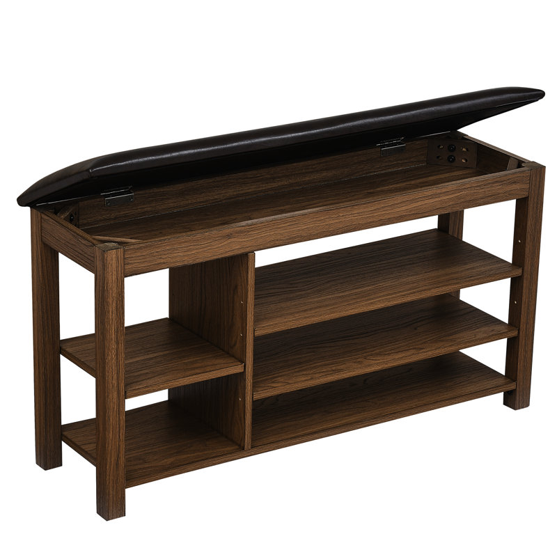 Long Bench Featuring Height Adjustment, Solid Wood Frame, Comfortable Leather, And Hidden Storage Space Height-Adjustable With Large Storage, Seat, Natural Rubberwood, Ventilated -Proof