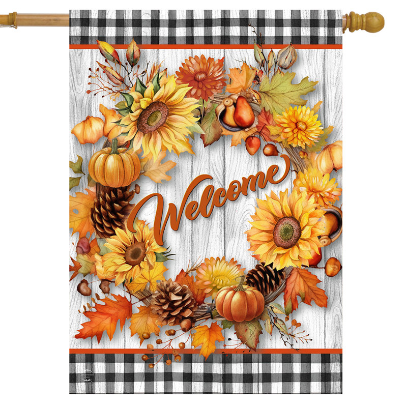 Couronne de bienvenue Welcome, Automne gris/jaune