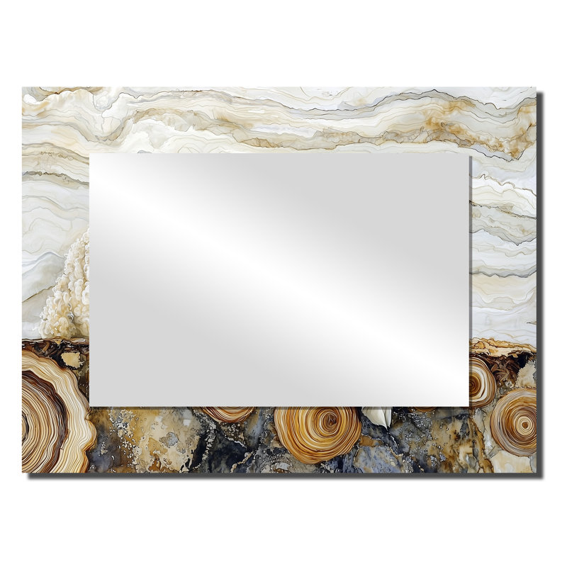 Mouton doré marbré, rivière en bois - Art mural miroir animaux - imprimé sur métal, 24 po x 32 po