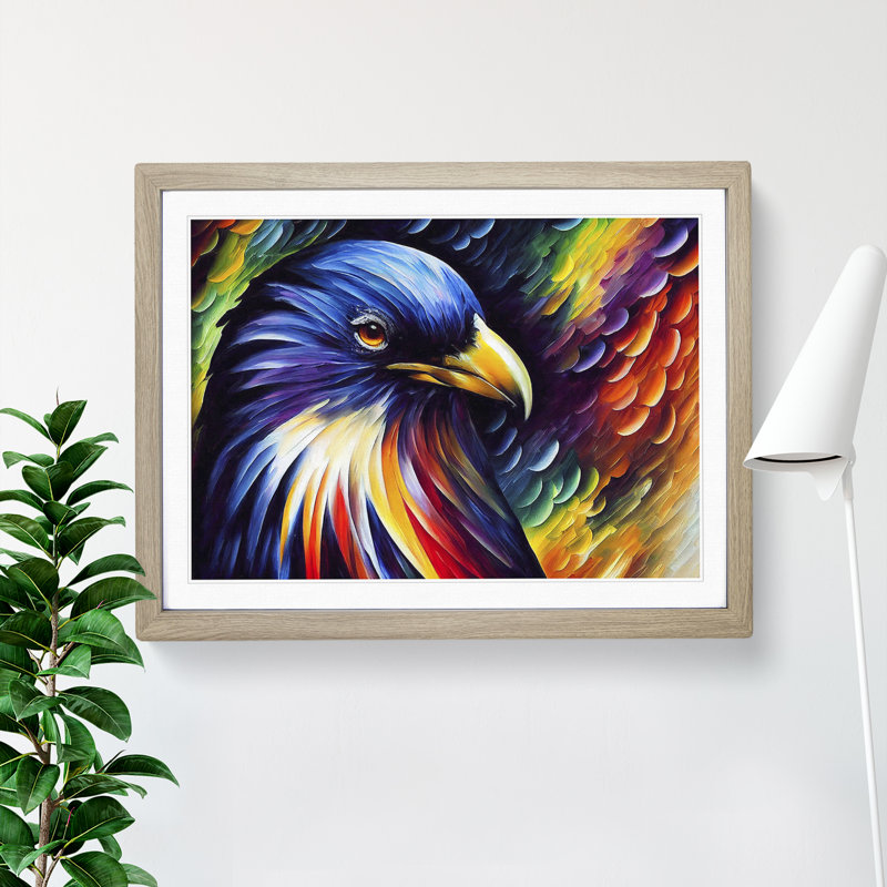 Raven Bird Vol.2 Abstract - Single Picture Frame Painting, 34cm H x 46cm W x 2cm D, Oak