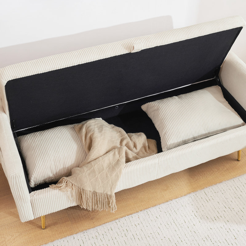 61.25" Upholstered Loveseat Sofa with Storage, Beige
