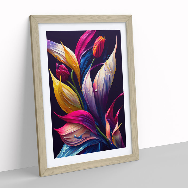 Vibrant Flowers No.6 - Single Picture Frame Print, 46cm H x 34cm W x 2cm D, Oak Framed
