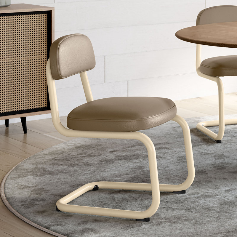Chaise rembourrée Amisco Flynn, Brun taupe / paille