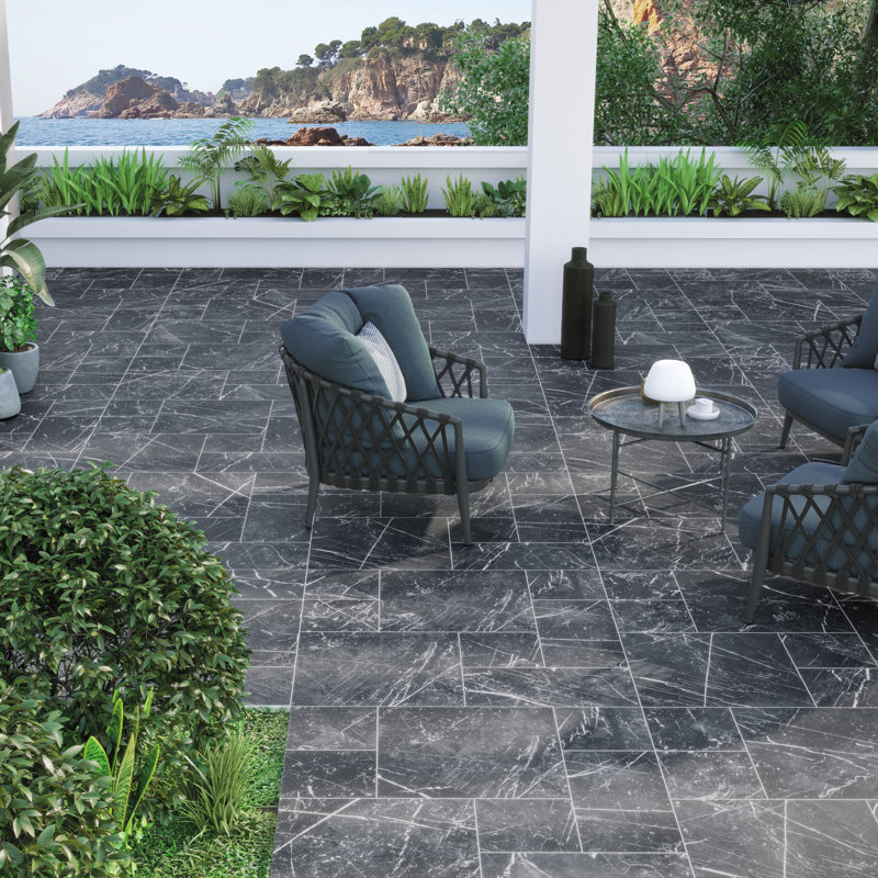 Timeless Marquina Modular Kit 39" x 39" Porcelain Marble Look Wall & Floor Tile