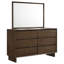 Commode 6 tiroirs et miroir brun chaud