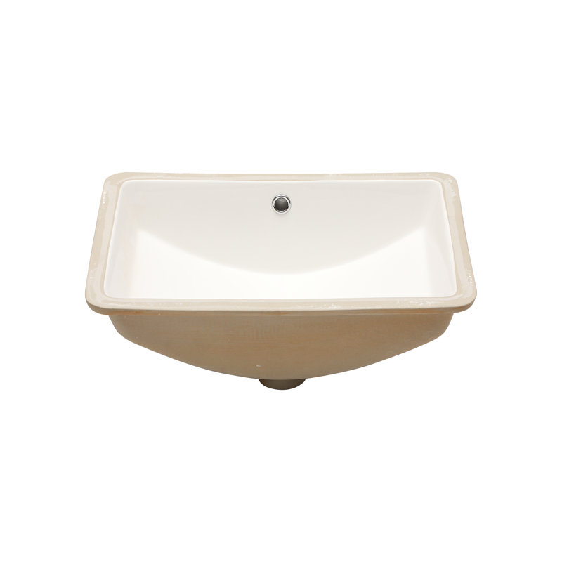 18" L x 14" W Undermount Bathroom Sink Rectangular White Ceramic Bathroom Sink Vanity Basin with Overflow