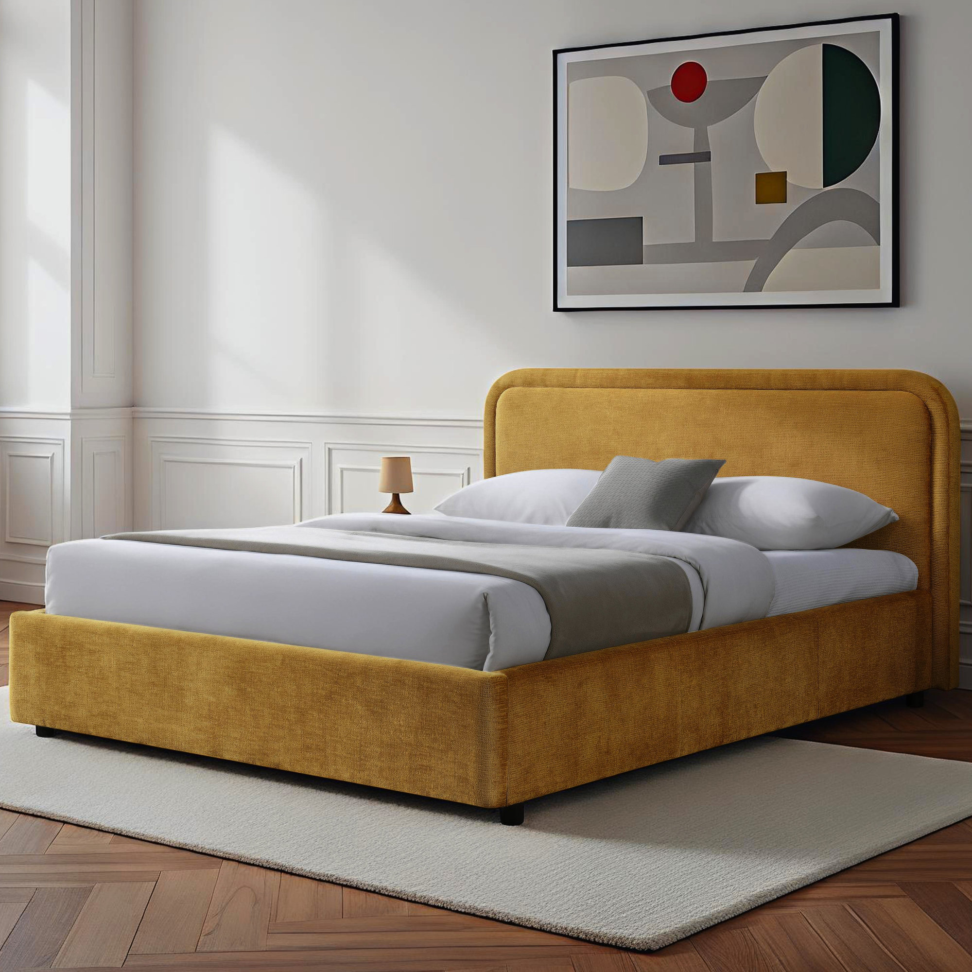 Baneza Platform Bed, Queen, Gold