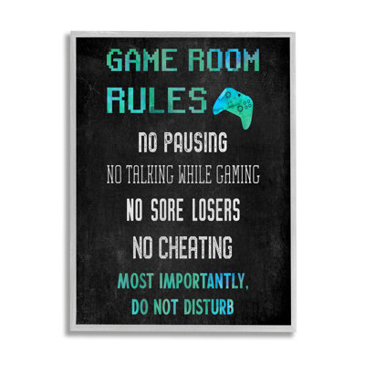 «Vintage Game Room Rules», reproduction encadrée sur toile