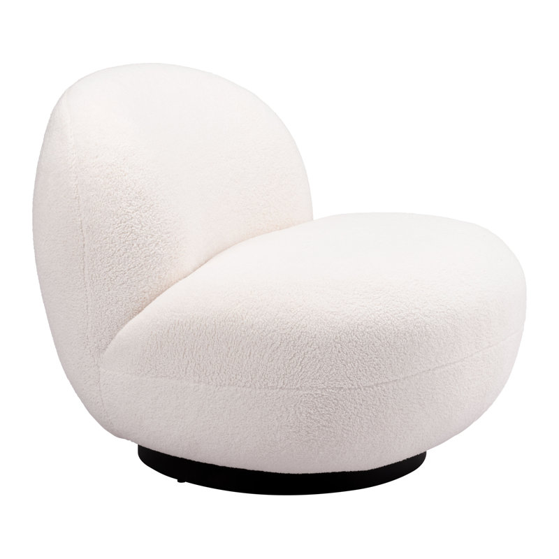 Upholstered Slipper Chair, White Polyester