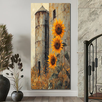 «Dopico Farm Sunflowers Around The Silo III», impressions sur toile de tournesols