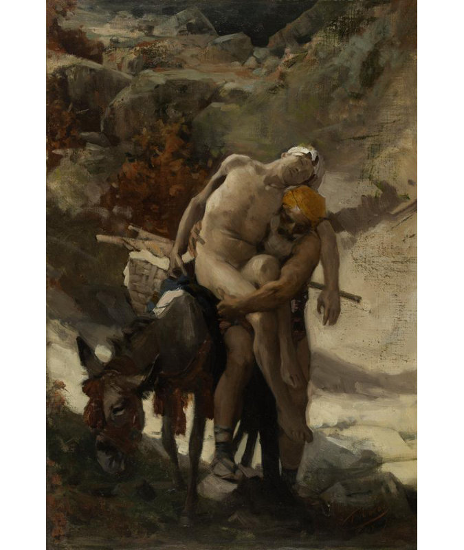 "Le bon Samaritain, croquis" par Aimé Morot - Toile tendue avec châssis, H 40 po x l 28 po