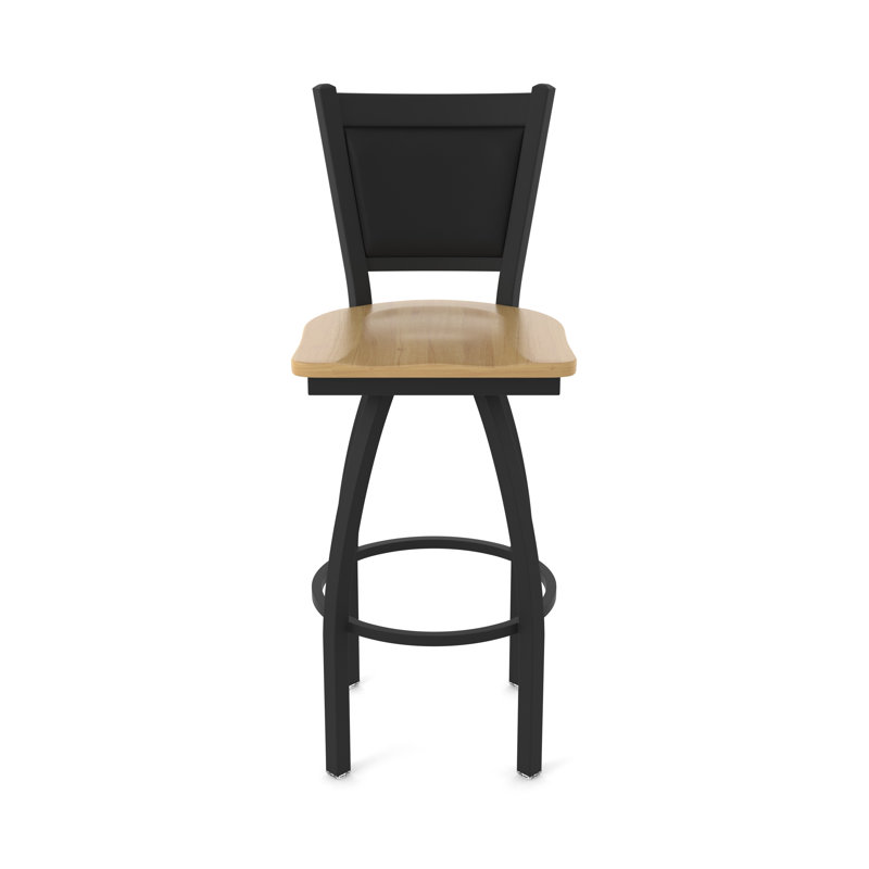 Tabouret pivotant Hadleigh, Chêne Naturel, Noir froissé, Tabouret de bar (siège d'une hauteur de 36 po)