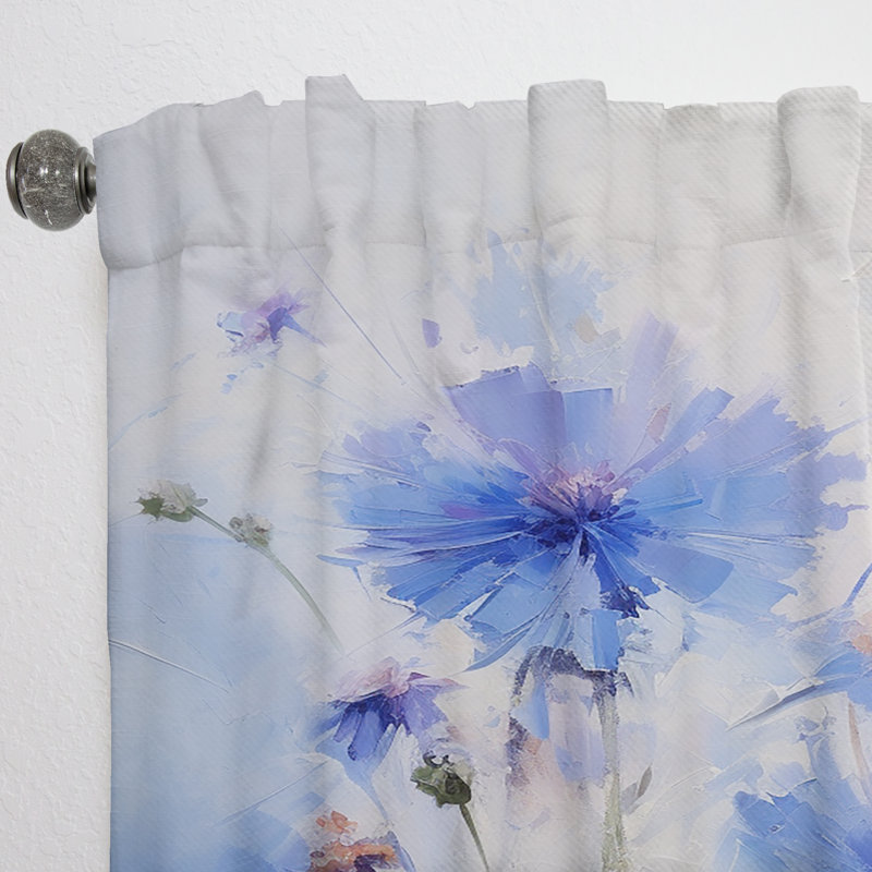 Kiranti - Rideau obscurcissant à motif floral Cornflowers - 1 panneau, L 52 po x L 108 po