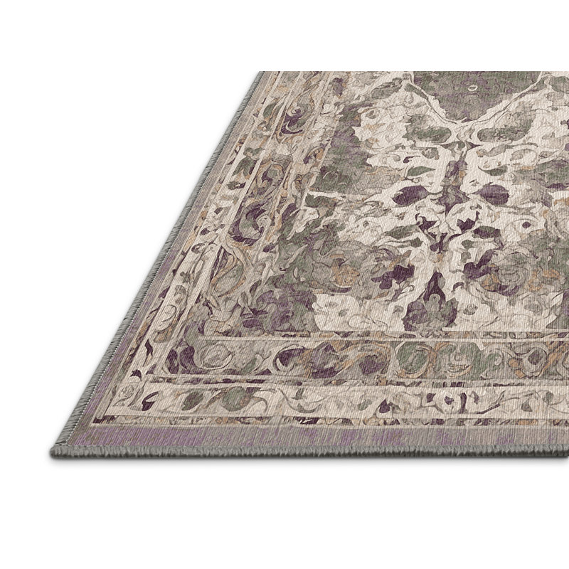 Machine Washable Gray Area Rug, Rectangle 2' x 3'