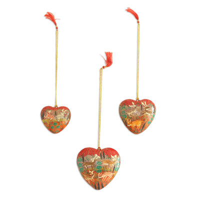 3.1'' Handmade Paper Holiday Shaped Ornament