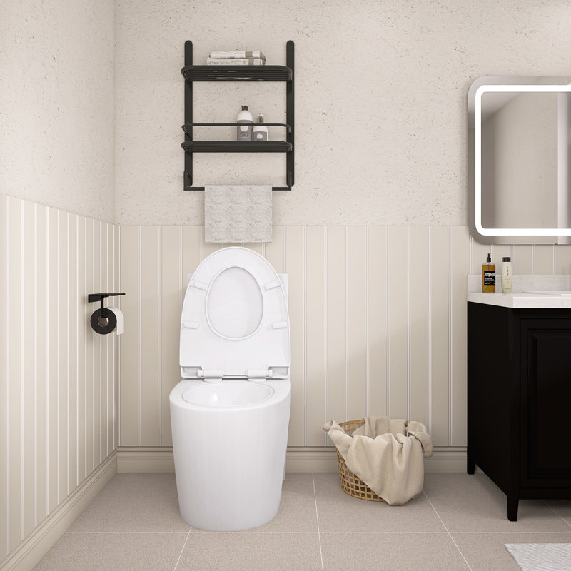Toilette allongée une pièce à hauteur de chasse 1,1 / 1,60 GPF, Blanc brillant