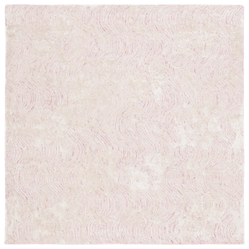 Glamour Hand Tufted Wool Viscose Cotton with Latex Abstract Rug in Ivory, Square 6'