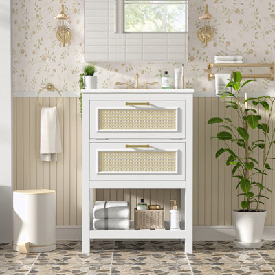24" Bathroom Vanity with Integrated Ceramic Sink