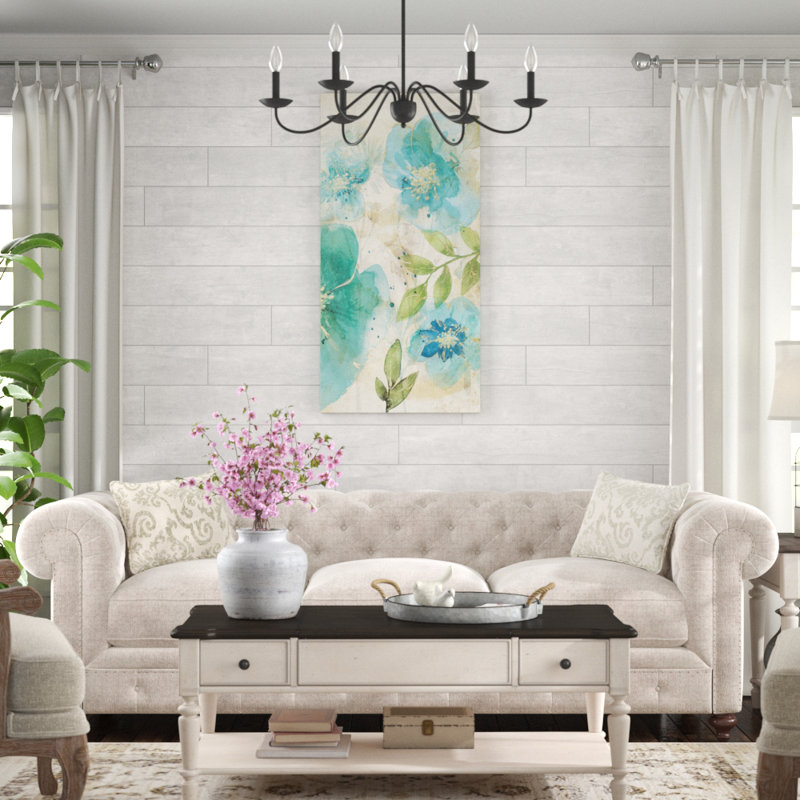 «Aqua Petals II», reproduction de peinture acrylique sur toile tendue, H 34 po x l 17 po x P 1,5 po
