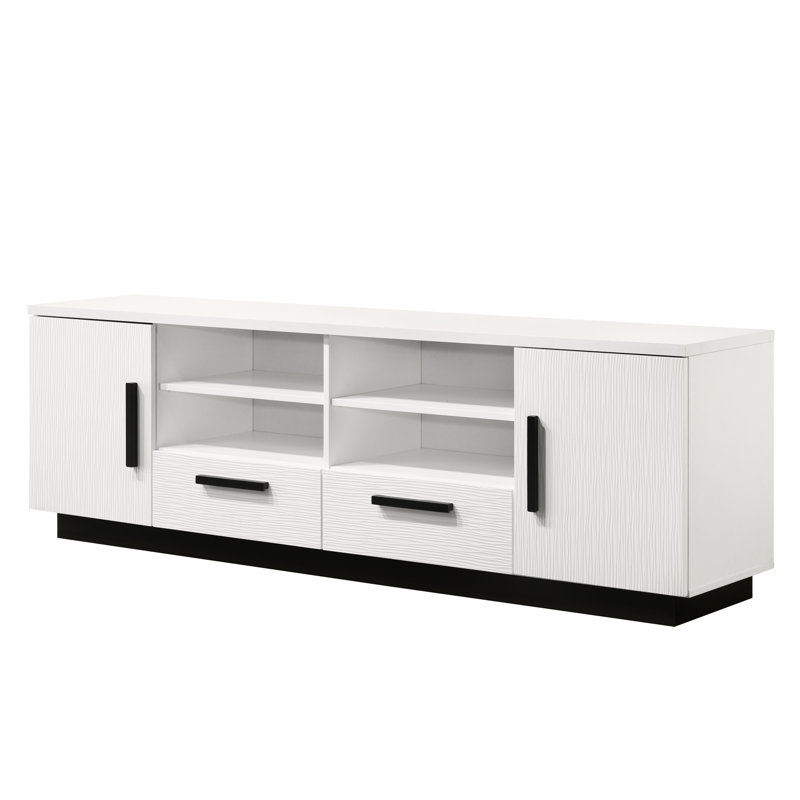 70.5" White Tv Stand - Drawer And Cabinet Storage For A Sophisticated Space With 2 Drawers Cabinets Space