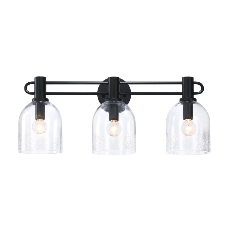 Applique murale pour salle de bain 3 lumières noire mate 24 po Moshe