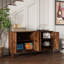 Buffet 60,5 "Mid Century Modern Buffet avec rangement, noyer 