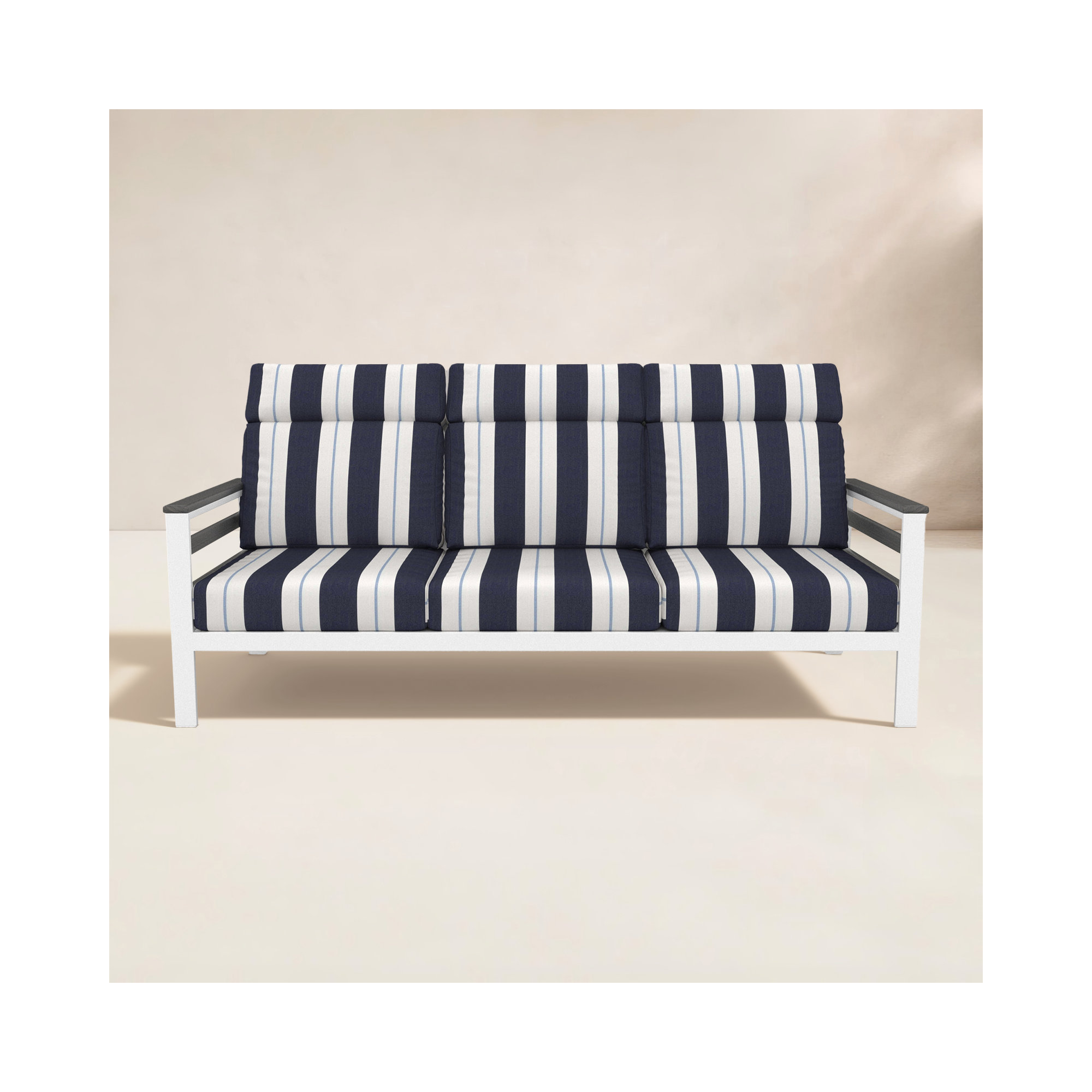 Townsend Metal Outdoor Sofa With Sunbrella Cushion, Coastal Gray