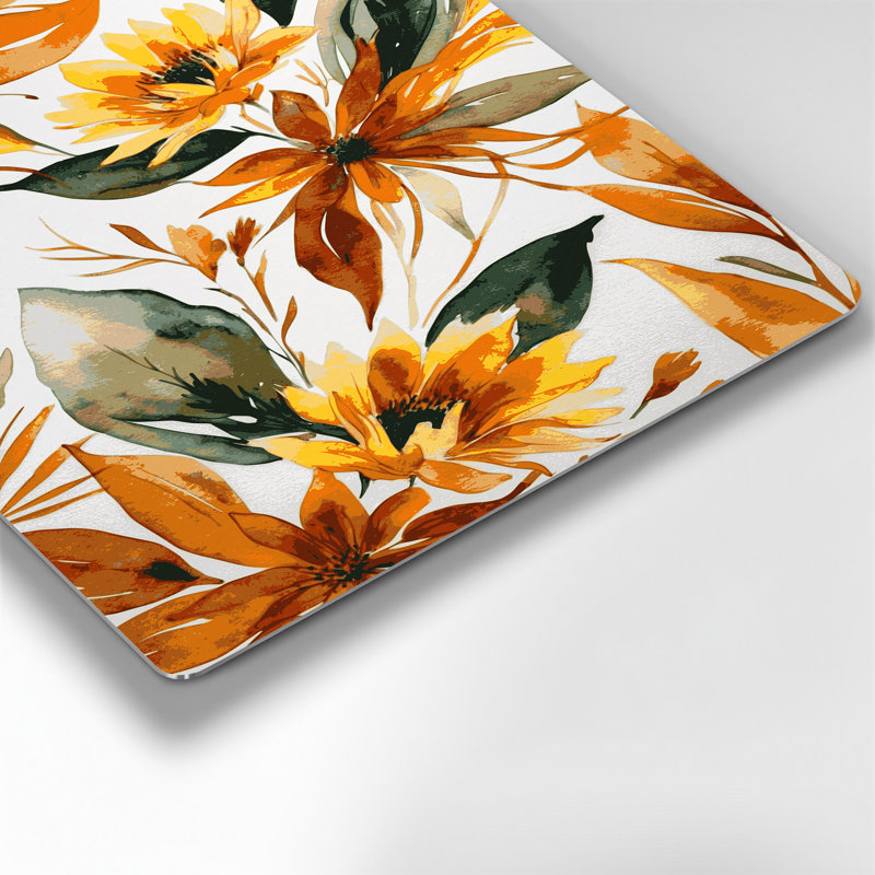 Aquarelle florale 57, art mural en métal beige