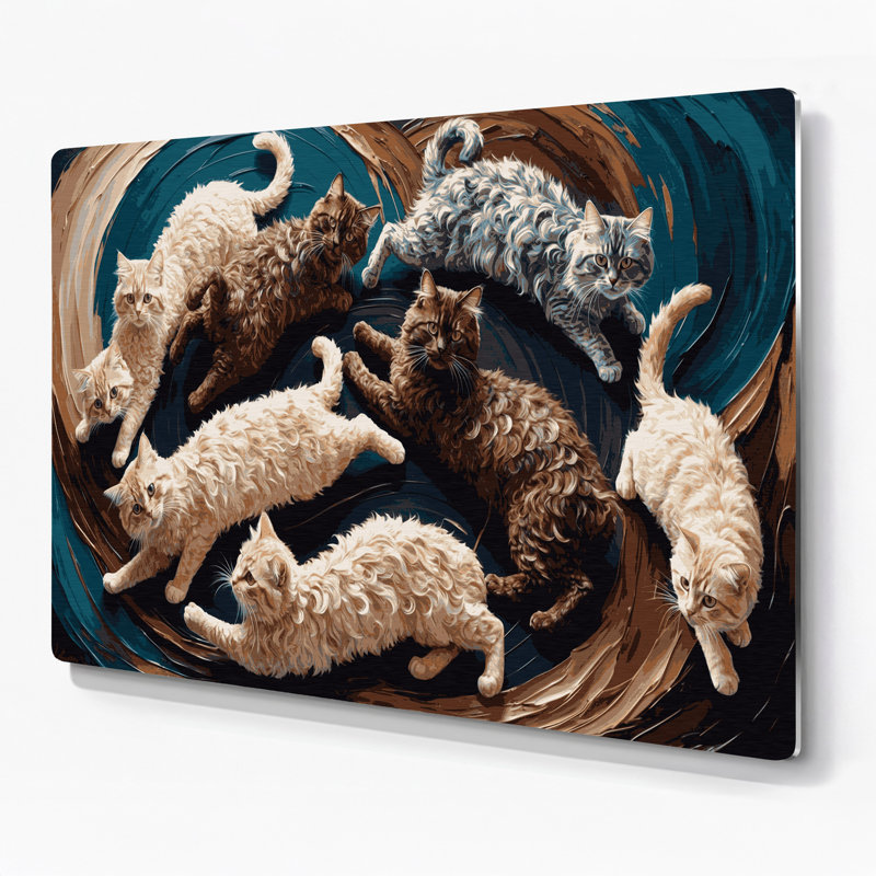 Art mural en métal «Cats LaPerm» mauve, H 11 po x l 14 po