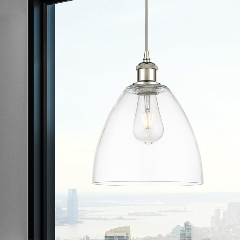 Haruka 1 - Light Single Pendant, Clear, 13.25" H x 9" W x 9" D, Polished Nickel