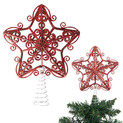 14.5cm Glitter Star Christmas Tree Topper for Festive Seasonal Display