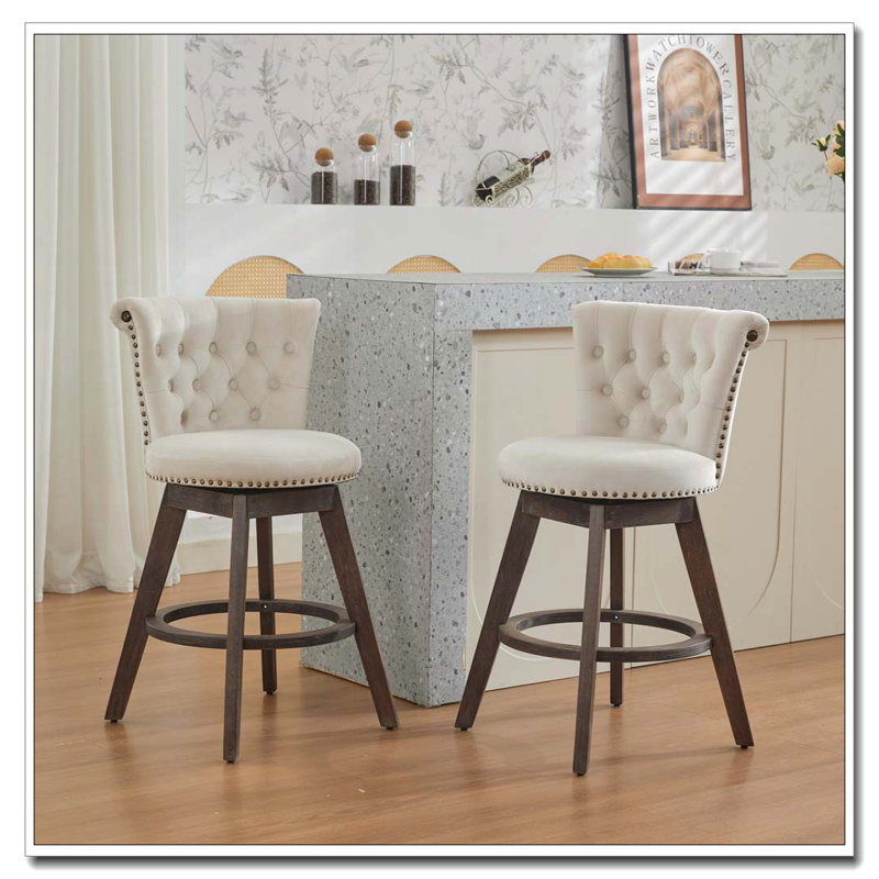 Tabouret de bar pivotant à 360 °, Beige