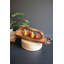  Grand bol ovale en bois de teck avec poignée décorative de table finition décorative brune brillante