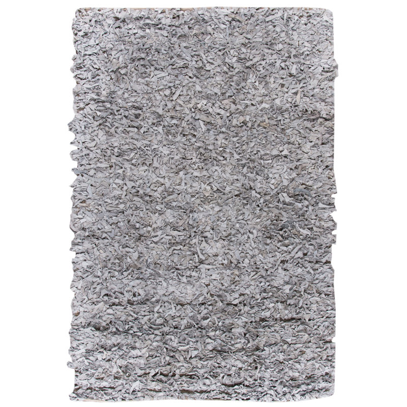 Tapis en cuir tissé à la main de couleur unie Godsey, Rectangle 5 pi x 8 pi