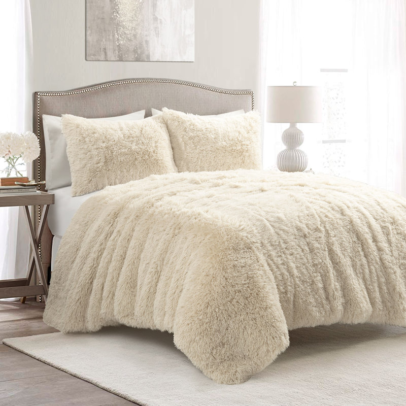 Microfiber 3 Piece Comforter Set, Wheat, Queen Comforter