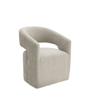 Esha Accent Barrel Chair w Casters, Foam Fill Taupe Brown Upholstery